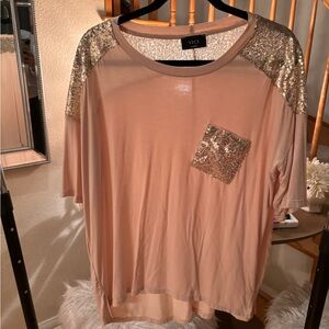Vici Sparkle Accent Blush Tee